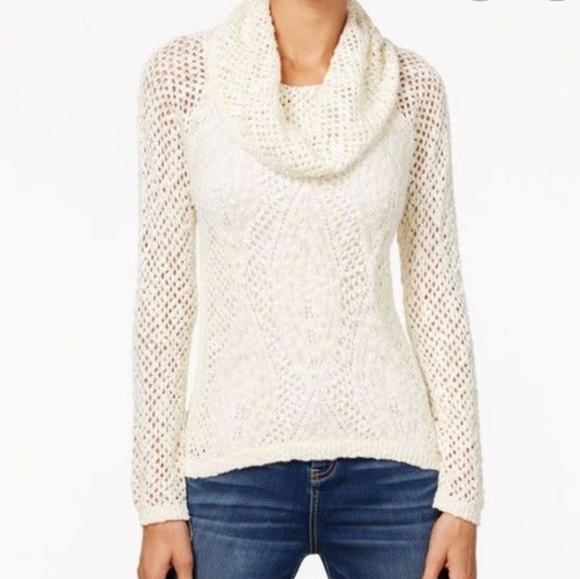 INC Pointelle Cowl Neck Sweater - Picture 2 of 9